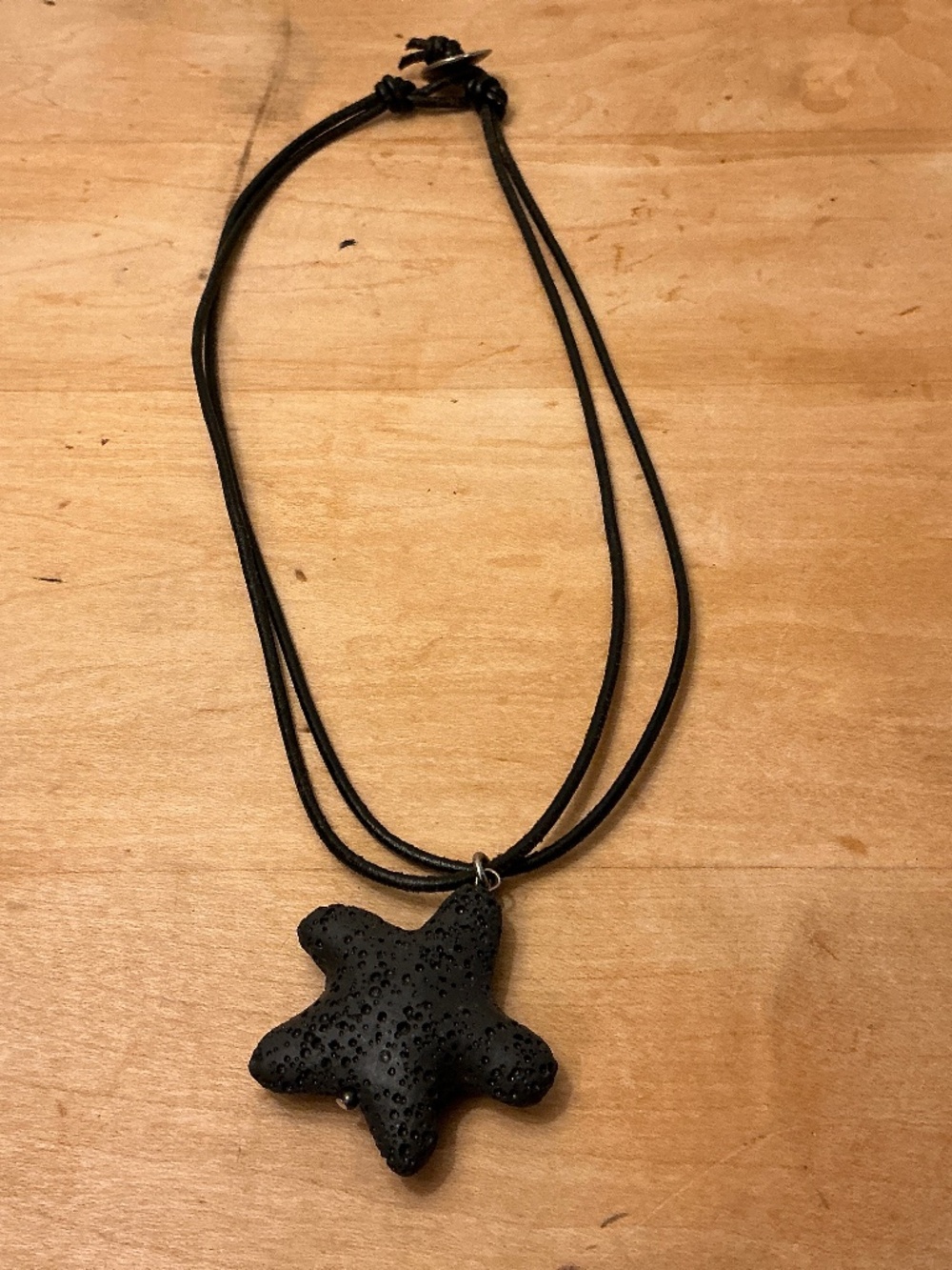 Porous Lava Rock Starfish Pendant on Leather cord